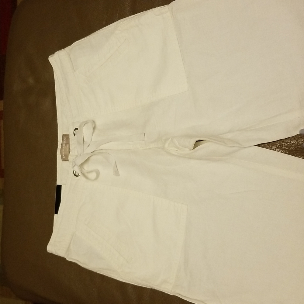 NWT white linen wide leg pants size 8